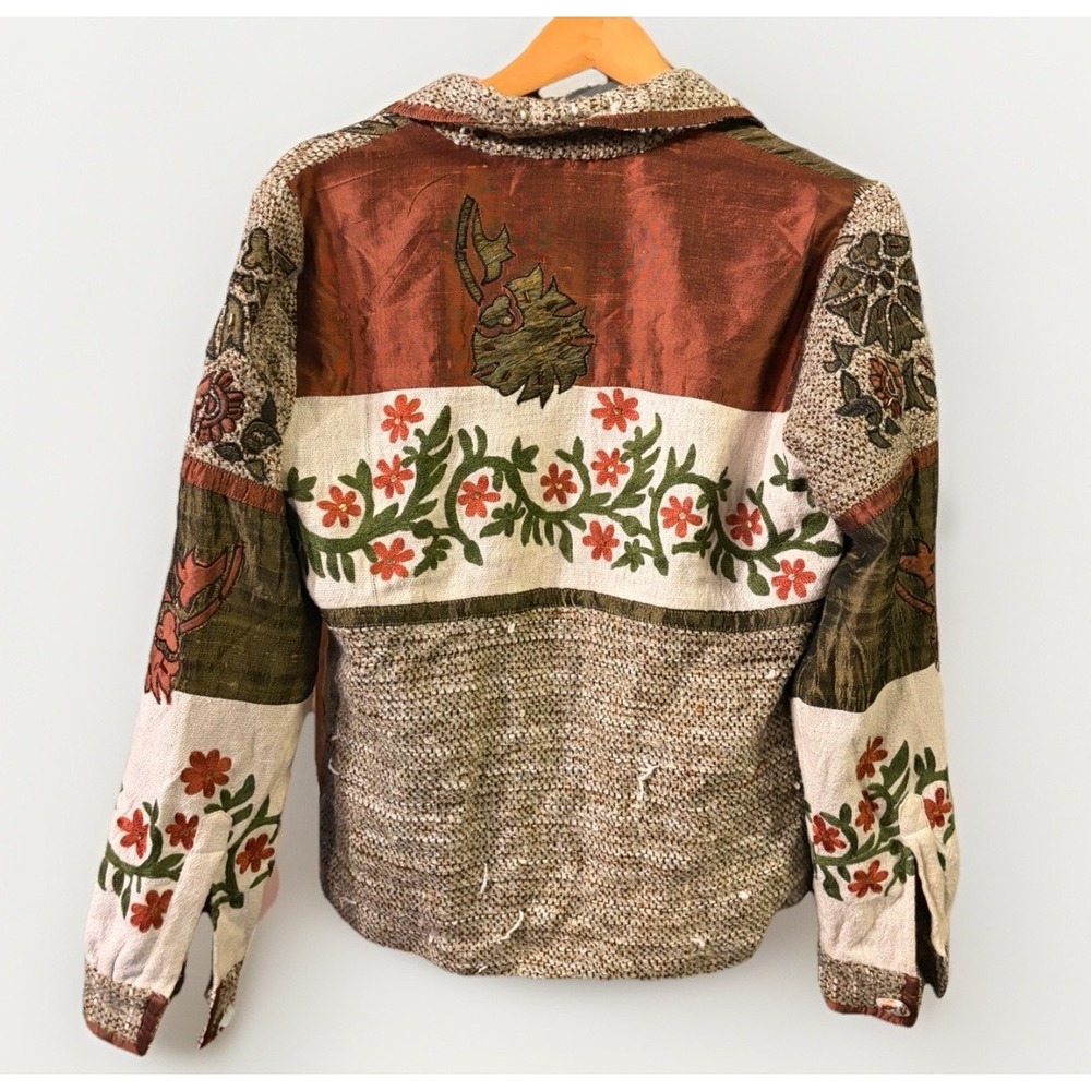 Vtg Tapestry Patchwork Daniel K Usa Bohemian Jack… - image 2